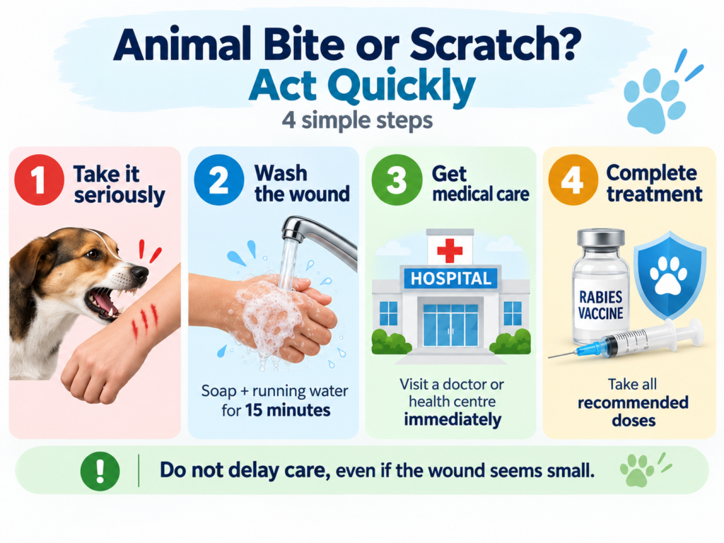 Steps to take after an animal bite or scratch to prevent rabies